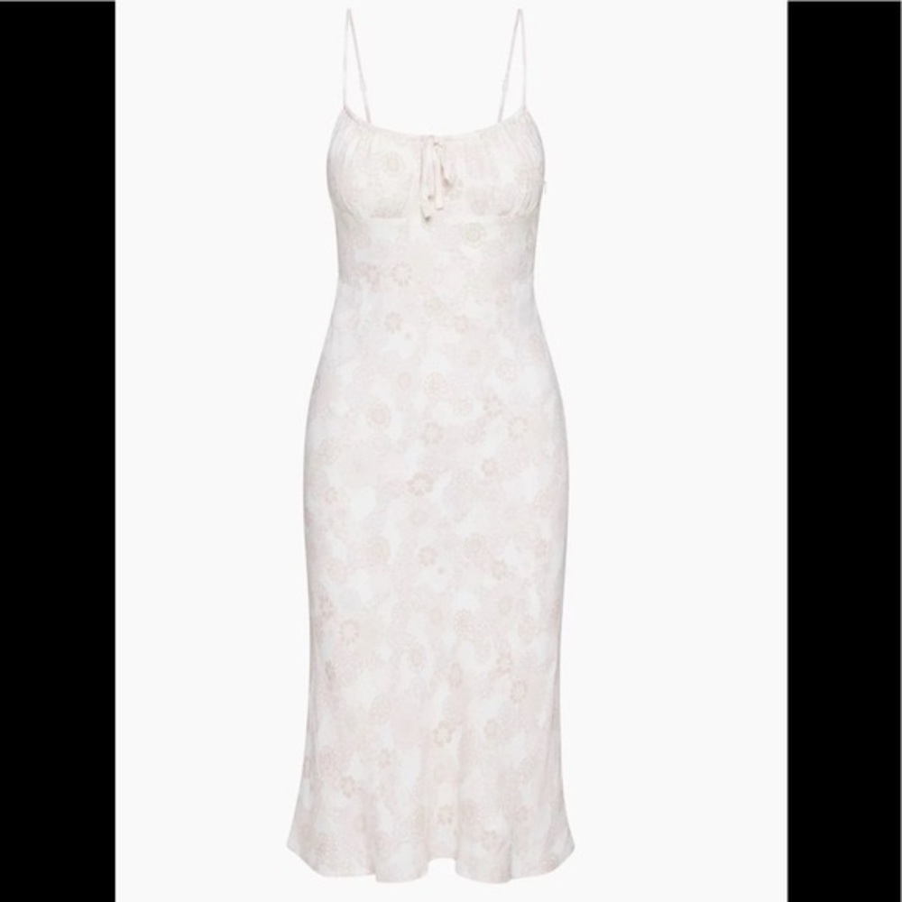 NWT Aritzia Wilfred Bellow Midi Dress in White / Light Birch